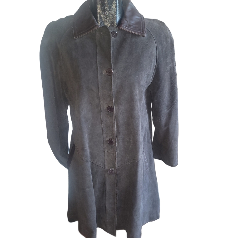 Oscar Leopold Vintage Mid Length Brown Suede Jacket XS